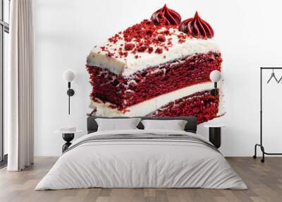 Red velvet cake isolated on transparent background Wall mural