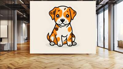 Simple, cartoon like illustration of a small dog sitting down, with smooth outlines and minimal details.
 Wall mural