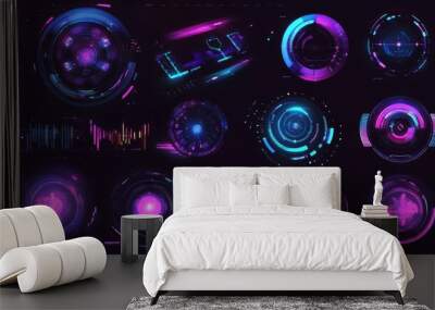 Abstract Futuristic User Interface Elements Wall mural