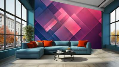 Abstract squares and geometric shapes with gradient colors Wall mural