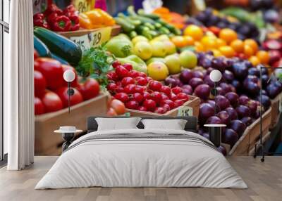 Colorful Fresh Produce at a Market Wall mural