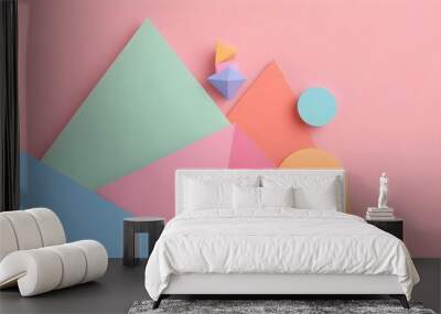 colorful paper textured background. pink, blue, red, purple, cardboard, overlay paper. Geometric shapes.  Wall mural