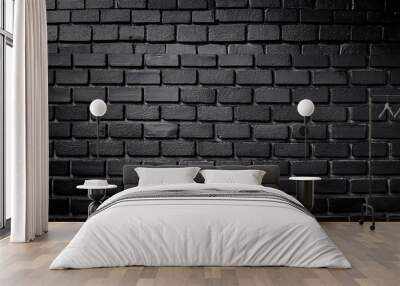 black brick wall as background or wallpaper or texture Wall mural