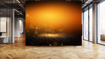 orange gold black template empty space grainy noise grungy texture color gradient rough abstract background shine bright light and glow Wall mural