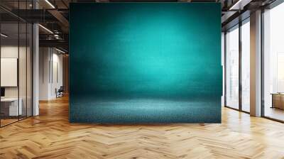 teal black template empty space grainy noise grungy texture color gradient rough abstract background shine bright light and glow Wall mural