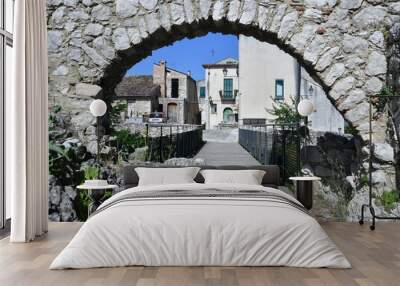 A characteristic street of Buccino, a medieval village in the province of Salerno, Italy. Wall mural