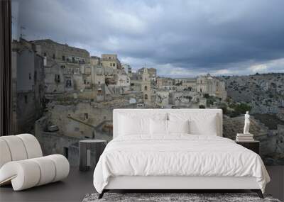 Panoramic view of Matera, an ancient city in Basilicata in Italy. Wall mural