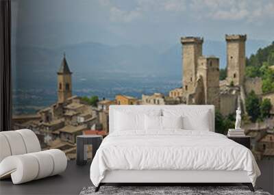 Panoramic view of  Pacentro, a medieval village in the mountains of the Abruzzo region in Italy Wall mural