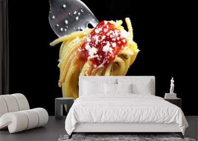 Studio shot of italian spaghetti pasta with tomato sauce Wall mural