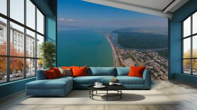 Beautiful aerial view of the city of Puntarenas and the Paseo de los turistas at the sunset in Costa Rica Wall mural