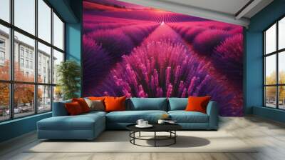 lavender field at sunset Wall mural