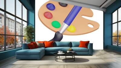 3d color pallet watercolor with brush icon
 Wall mural