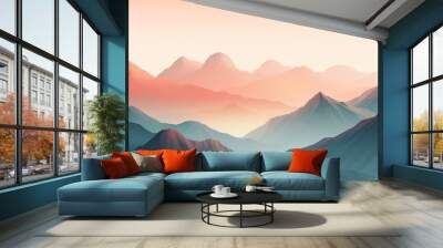 Minimalist Mountain Landscape with Subtle Color Gradient, Generative AI Wall mural