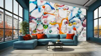 Molecular Models Suspended in a Liquid Medium, Creating Mesmerizing Patterns And Formations Reminiscent of Abstract Art, Generative AI Wall mural