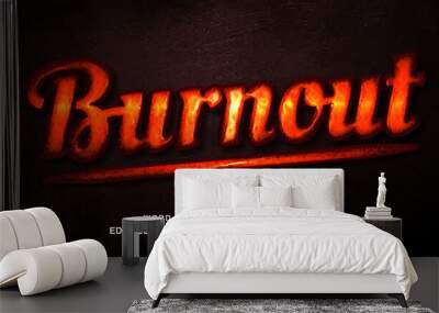 Burnout editable text effect template, shiny red fire neon futuristic modern style typeface, premium vector Wall mural