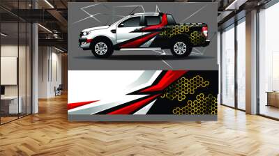 Graphic abstract stripe racing background designs for vehicle rally race adventure and car racing livery Wall mural