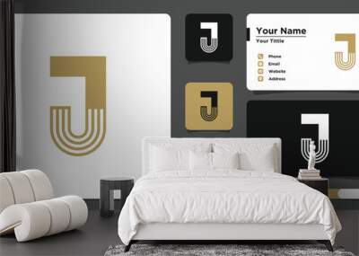 Letter J logo design with creative concept and business card. Premium Vector Wall mural