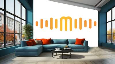 Letter M with pulse music player element. Audio wave logo design. Premium Vector Wall mural