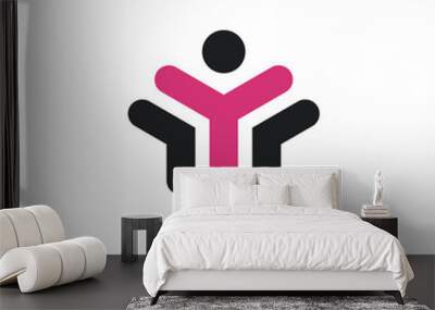 Letter y and creative people logo design. Premium Vector Wall mural