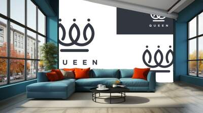 Royal Princess queen crown logo design. Premium Vector Wall mural