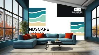 Sea ​​landscape abstract design logo template. Premium Vector Wall mural