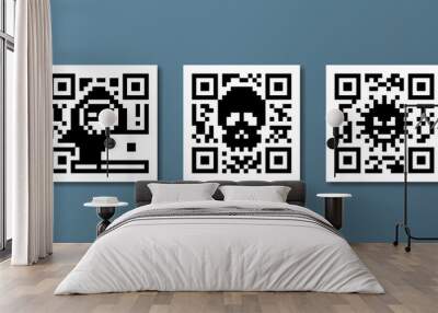 Hacker and Cyber crime QR Code, vector illustration Wall mural