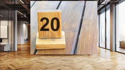 Wooden priority number 20 on a plank tab Wall mural