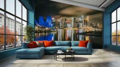 country skyline at night Singapore 2 Wall mural