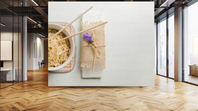 Ramen noodles in a bowl and chopsticks. Ramen concept. Noodle concept. Wall mural