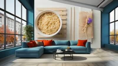 Ramen noodles in a bowl and chopsticks. Ramen concept. Noodle concept. Wall mural