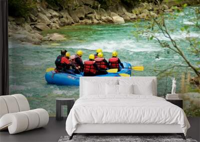 Rafting on a wild river Wall mural