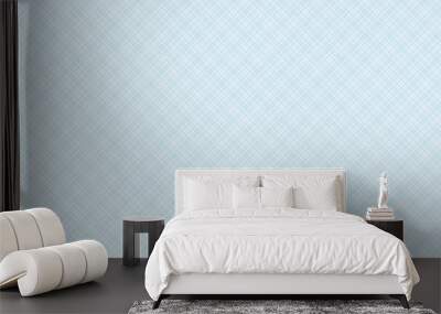 repeated beautiful soft pastel blue plaid crossing line style pattern on light white blue color background Wall mural