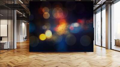 Colorful defocused bokeh lights in blur night background Wall mural