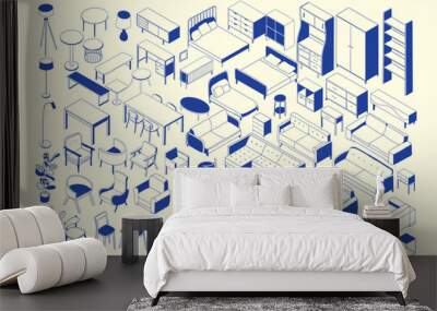 isometric furniture collection for interior design and architecture Wall mural