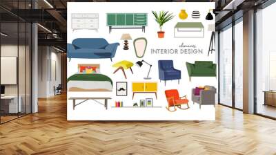 vector interior design illustration. collection set of elements. designer trendy furniture. table ch Wall mural