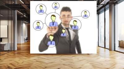 Businessman with online friends network isolated Wall mural