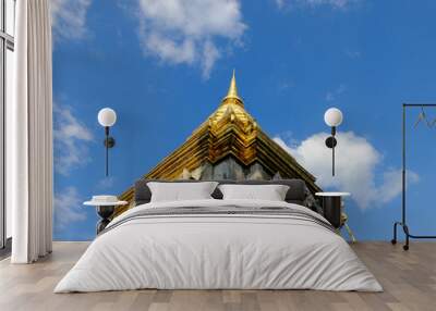 Thai temple and blue sky, picture for background Wall mural