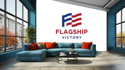 letter F usa flag patriotism logo design vector Wall mural