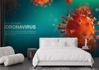 3D Illustration of coronavirus cell background template vector. Wall mural