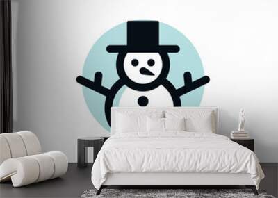 Winter Snowman Logo Design Vector Wall mural