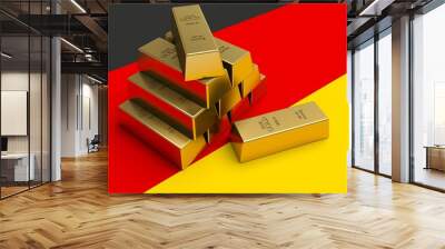 Gold bars on top of a Germany flag. Wall mural