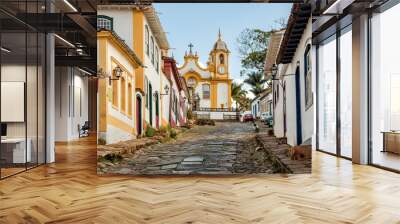 Tiradentes City Streets - Saint Anthony Church, Minas Gerais, Brazil Wall mural