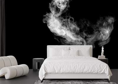 White isolated smoke on black background Wall mural