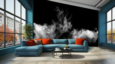 White isolated smoke on black background Wall mural