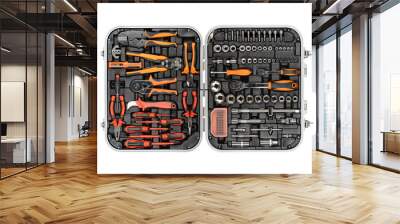 Hand tools kit set in plastic case. Wall mural