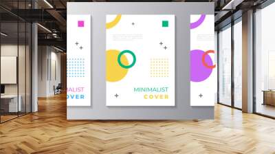 Minimalist design cover set with memphis geometric background, applicable for poster, flyer, banner, magazine Wall mural