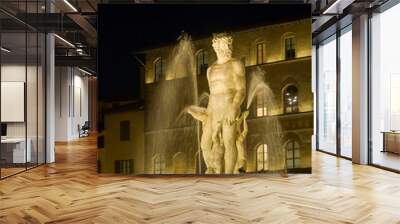 Italia, Firenze, fontana del Nettuno in piazza della Signoria. Wall mural