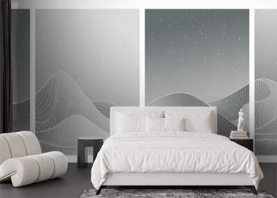 mountain line art print. Abstract contemporary aesthetic backgrounds landscapes. with mountain, sea, skyline, wave. vector illustrations Wall mural