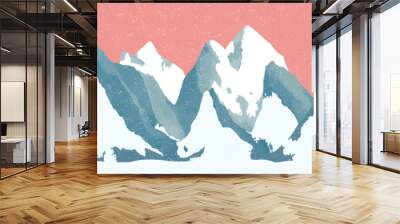 Mountains painting illustrations. Abstract contemporary aesthetic backgrounds landscapes.  use for print art, poster, cover, banner Wall mural