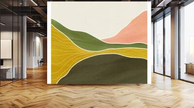 Natural abstract mountain. Mid century modern minimalist art print. Abstract contemporary aesthetic backgrounds landscape. vector illustrations Wall mural